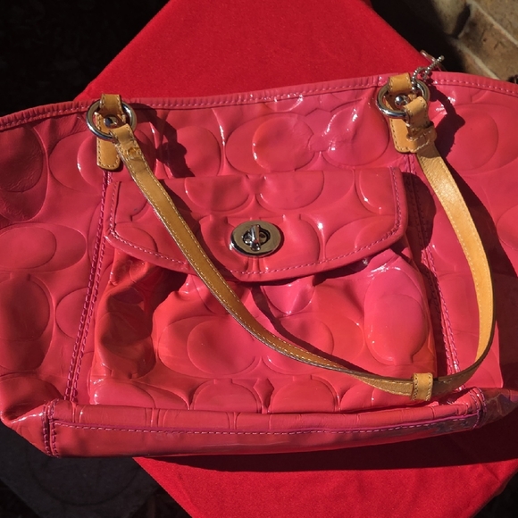Coach Handbags - Coach Pink and Tan Shoulder Bag